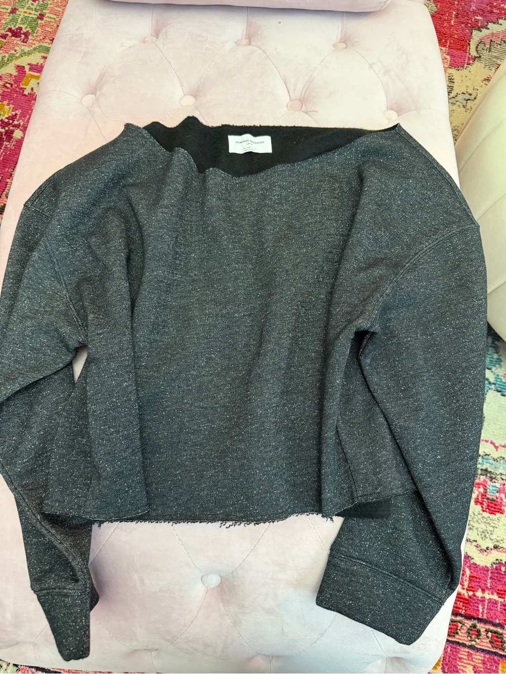 Spiritual Gangster Sparkle Off Shoulder Sweatshirt